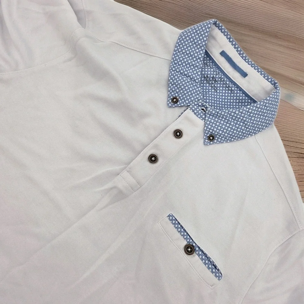 Age Of‎ Wisdom Shirt Mens Medium Polo White Short Sleeve Preppy Pocket Casual